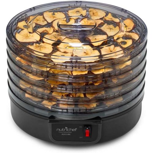  [아마존베스트]NutriChef Electric Countertop Food Dehydrator Machine - Professional Multi-Tier Food Preserver, Beef Jerky Maker, Fruit Vegetable Fish Poultry Dryer w/ 5 Stackable Trays, 180° F Max Temp - N