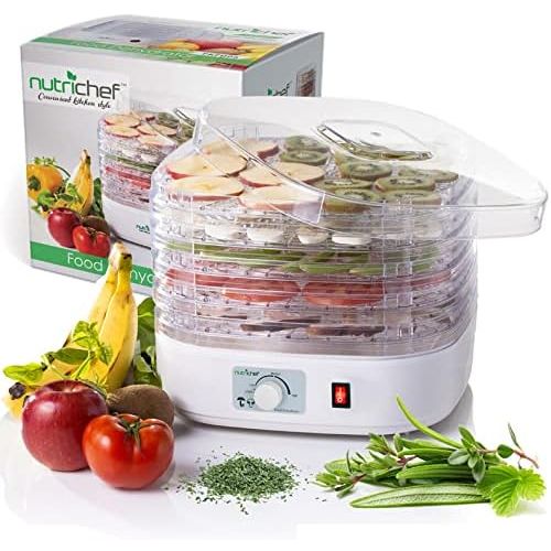  [아마존베스트]NutriChef Food Dehydrator Machine - Professional Electric Multi-Tier Food Preserver, Meat or Beef Jerky Maker, Fruit & Vegetable Dryer with 5 Stackable Trays, High-Heat Circulation