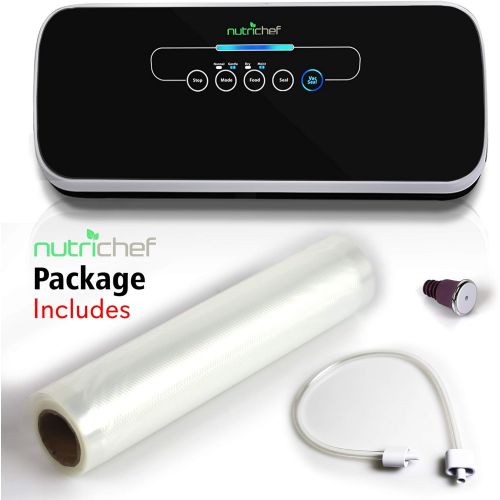  [아마존베스트]NutriChef Vacuum Sealer | Automatic Vacuum Air Sealing System For Food Preservation w/ Starter Kit | Compact Design | Lab Tested | Dry & Moist Food Modes | Led Indicator Lights (Bl