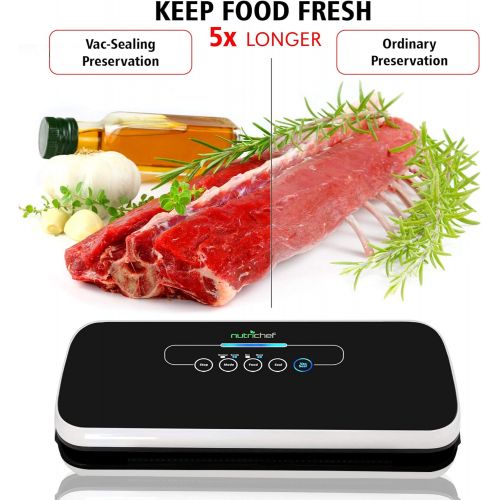  [아마존베스트]NutriChef Vacuum Sealer | Automatic Vacuum Air Sealing System For Food Preservation w/ Starter Kit | Compact Design | Lab Tested | Dry & Moist Food Modes | Led Indicator Lights (Bl