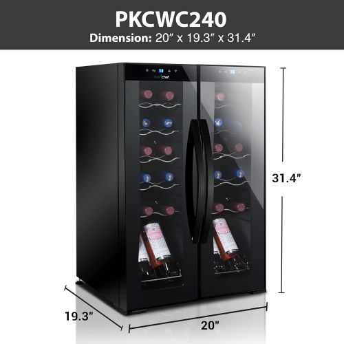  [아마존베스트]NutriChef 24 Bottle Wine Cooler Refrigerator - White Red Wine Fridge Chiller Countertop Wine Cooler, Freestanding Compact Mini Wine Fridge 24 Bottle w/Digital Control, Invisible Door Hinge -