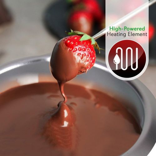  Chocolate Melting Warming Fondue Set - 25W Electric Choco Melt / Warmer Machine Set w/ Keep Warm Dipping function & Removable Pot, Melts Chocolate, Candy, Butter, Cheese- NutriChef