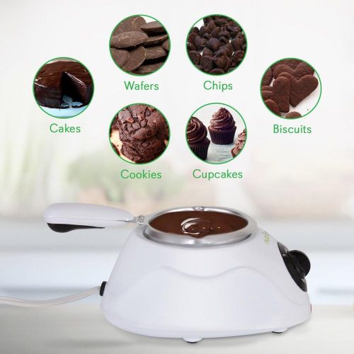  Chocolate Melting Warming Fondue Set - 25W Electric Choco Melt / Warmer Machine Set w/ Keep Warm Dipping function & Removable Pot, Melts Chocolate, Candy, Butter, Cheese- NutriChef