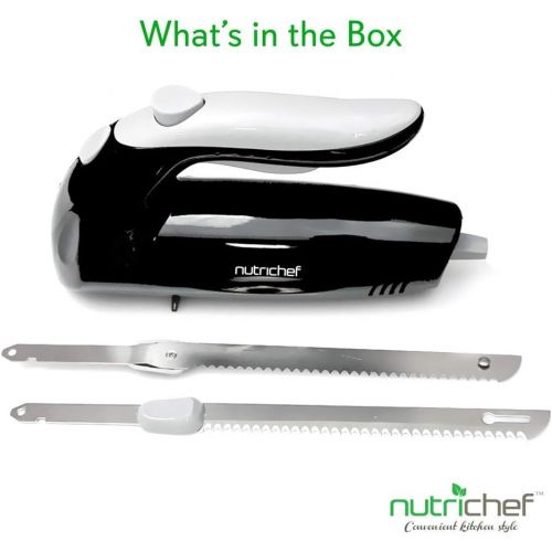  Upgraded Premium NutriChef Electric Knife - 8.9 Carving Knife, Serrated Blades, Lightweight, Ergonomic Design Easy Grip, Easy Blade Removal, Great For Thanksgiving, Meat & Cheese,