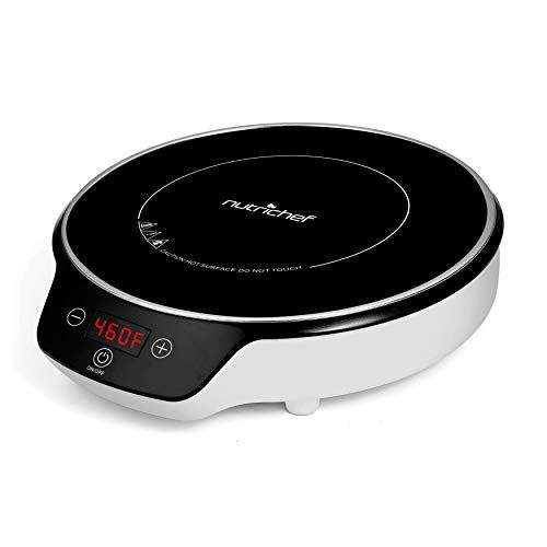  [아마존베스트]NutriChef Portable Single Induction Cooktop-Electronic Plug-in Flameless Burner Design with Digital Display and Warmer Hot Plate, Auto Shut Off