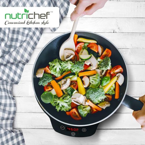  [아마존베스트]NutriChef Portable Single Induction Cooktop-Electronic Plug-in Flameless Burner Design with Digital Display and Warmer Hot Plate, Auto Shut Off