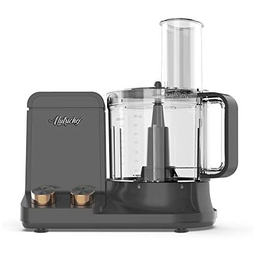  [아마존베스트]NutriChef NCFPG9 Multipurpose & Ultra Quiet Powerful Motor, Includes 6 Attachment Blades 12 Cup Multifunction Food Processor, Up to 2L Capacity, Pre-Set Speed Function Black Chrome