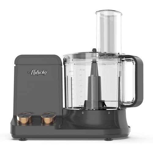  [아마존베스트]NutriChef NCFPG9 Multipurpose & Ultra Quiet Powerful Motor, Includes 6 Attachment Blades 12 Cup Multifunction Food Processor, Up to 2L Capacity, Pre-Set Speed Function Black Chrome