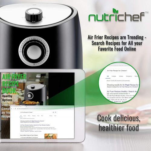  [아마존베스트]NutriChef, Ro Oven 2 Quart-1000w Power Oilless Dry Machine Large Capacity Family Size Air Fryer Removable Deep Non-stick Teflon Fry Basket, Roasting Plate PKAIR, avarage, Black