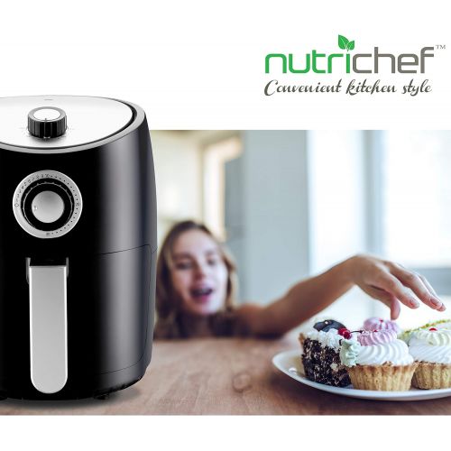  [아마존베스트]NutriChef, Ro Oven 2 Quart-1000w Power Oilless Dry Machine Large Capacity Family Size Air Fryer Removable Deep Non-stick Teflon Fry Basket, Roasting Plate PKAIR, avarage, Black