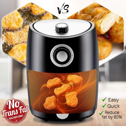  [아마존베스트]NutriChef, Ro Oven 2 Quart-1000w Power Oilless Dry Machine Large Capacity Family Size Air Fryer Removable Deep Non-stick Teflon Fry Basket, Roasting Plate PKAIR, avarage, Black