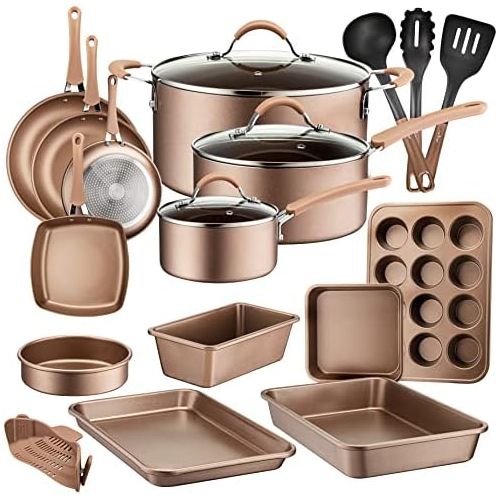  [아마존베스트]NutriChef NCCW20S.5 20-Piece Nonstick Kitchen Cookware Set Ware Pots Baking Pan w/Saucepan, Frying Pans, Cooking Pots, Oven Pot, Lids, Utensil