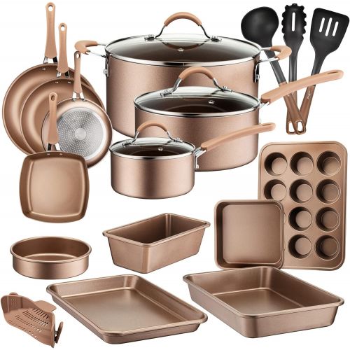  [아마존베스트]NutriChef NCCW20S.5 20-Piece Nonstick Kitchen Cookware Set Ware Pots Baking Pan w/Saucepan, Frying Pans, Cooking Pots, Oven Pot, Lids, Utensil