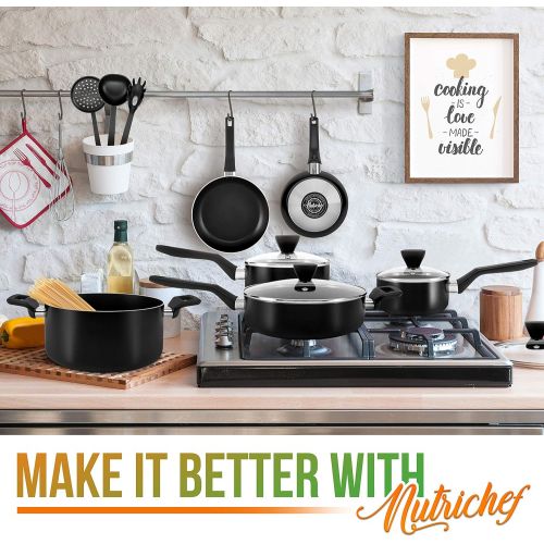  [아마존베스트]NutriChef 13-Piece Nonstick Kitchen Cookware Set, Black