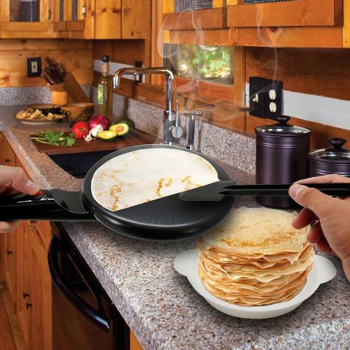  [아마존베스트]NutriChef Electric Griddle Crepe Maker Cooktop - Nonstick 8” Pan Style Hot Plate with On/Off Switch, Automatic Temperature Control & Cool-touch Handle, Food Bowl & Spatula Included