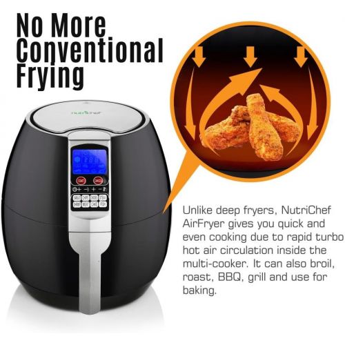  NutriChef AZPKAIRFR54 Digital Air Fryer, Black