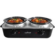 NutriChef AZPKBFWM26 Dual Pot Electric Slow CookerWarmer, 13.25x 27x 8.75, Black