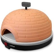 NutriChef Upgraded Electric Pizza Oven - Artisan Version 1100 Watt Countertop Pizza Maker, Mini Pizza Oven, Terracotta Cookware, Stone Clay Cooking Surface, Classic Italian, 464F M