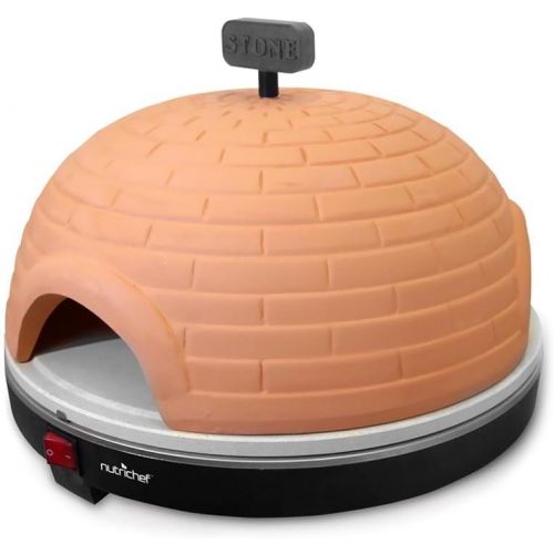  NutriChef Upgraded Electric Pizza Oven - Artisan Version 1100 Watt Countertop Pizza Maker, Mini Pizza Oven, Terracotta Cookware, Stone Clay Cooking Surface, Classic Italian, 464F M