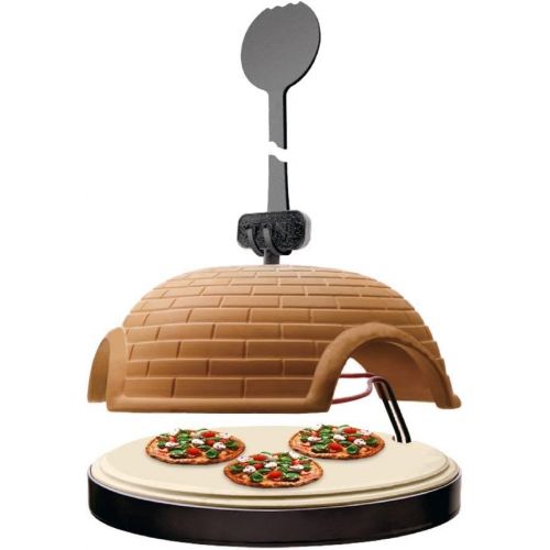  NutriChef Upgraded Electric Pizza Oven - Artisan Version 1100 Watt Countertop Pizza Maker, Mini Pizza Oven, Terracotta Cookware, Stone Clay Cooking Surface, Classic Italian, 464F M