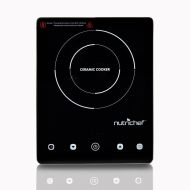 NutriChef 12.6 Inch Electric Countertop Glass Cooktop Ceramic Cooker - Portable 120V Digital Countertop Single Burner w/ Keep Warm Mode - For Stainless Steel Pan / Magnetic Cookwar