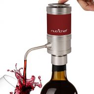 NutriChef Electric Wine Aerator Dispenser Pump - Portable and Automatic Bottle Breather Tap Machine - Air Decanter Diffuser System for Red and White Wine w/ Unique Metal Pourer Spout - Nutri