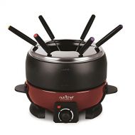 NutriChef Countertop Fondue Pot | Electric Fondue Set | Melting Pot Cooker | Chocolate Maker | Cheese Melting Pot | Electric 64oz Fondue Melting Pot, Warmer - Includes 6 Forks - Bl