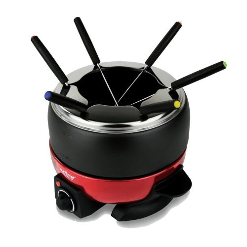  NutriChef Countertop Fondue Pot | Electric Fondue Set | Melting Pot Cooker | Chocolate Maker | Cheese Melting Pot | Electric 64oz Fondue Melting Pot, Warmer - Includes 6 Forks - Bl