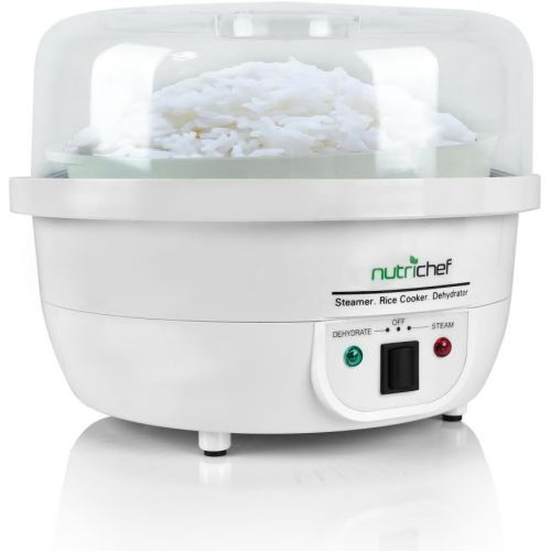  NutriChef AZPKFDSRC10WT 3 in 1 Dehydrator Steamer Food Cooker, 7.49 x 13 x 13 in, White