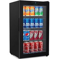 NutriChef 77 Can Beverage Cooler Refrigerator with Glass Door  Beer Cooler Fridge Center