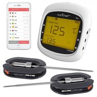 Smart Bluetooth BBQ Grill Thermometer - Upgraded Stainless Dual Probes Safe to Leave in Outdoor Barbecue Meat Smoker - Wireless Remote Alert iOS Android Phone WiFi App - NutriChef