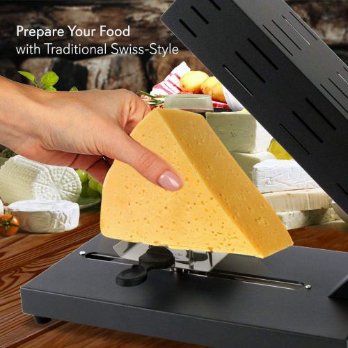  NutriChef Electric Raclette Cheese Melter Machine - Table Top Stainless Steel Cheese Grill Melting Warmer Heater, Makes Swiss Style Cheese Sauce to Top on Potatoes, Burger, Nacho, Pasta - Nu