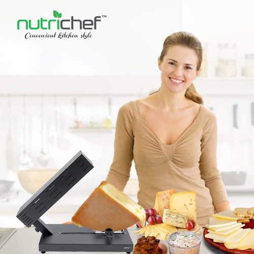  NutriChef Electric Raclette Cheese Melter Machine - Table Top Stainless Steel Cheese Grill Melting Warmer Heater, Makes Swiss Style Cheese Sauce to Top on Potatoes, Burger, Nacho, Pasta - Nu