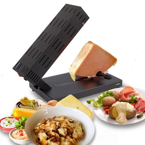  NutriChef Electric Raclette Cheese Melter Machine - Table Top Stainless Steel Cheese Grill Melting Warmer Heater, Makes Swiss Style Cheese Sauce to Top on Potatoes, Burger, Nacho, Pasta - Nu