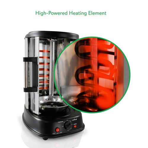  NutriChef Countertop Vertical Rotating Oven - Rotisserie Shawarma Machine, Kebob Machine, Stain Resistant & Energy Efficient W Heat Resistant Door, Includes Kebob Rack with 7 Skew