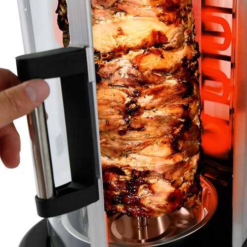  NutriChef Countertop Vertical Rotating Oven - Rotisserie Shawarma Machine, Kebob Machine, Stain Resistant & Energy Efficient W Heat Resistant Door, Includes Kebob Rack with 7 Skew