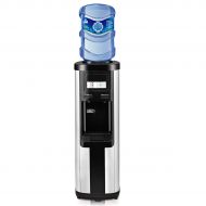 Nutrichef Costway Water Cooler Dispenser 5 Gallon Top Loading Water Dispenser Stainless Steel Freestanding Water Cooler W/Hot and Cold Water (Black and Silver)