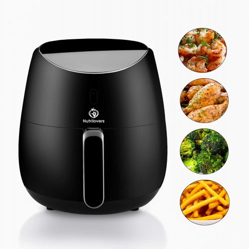  [아마존베스트]Nutrilovers Nutri Fryer 5.0 L Hot Air Fryer XXL [2000 W] Power Airfryer Large Filter Cool Touch Digital Touchscreen Timer Chip Fryer without Fat and Oil Pizza Tray + Barrel + Recipe Book