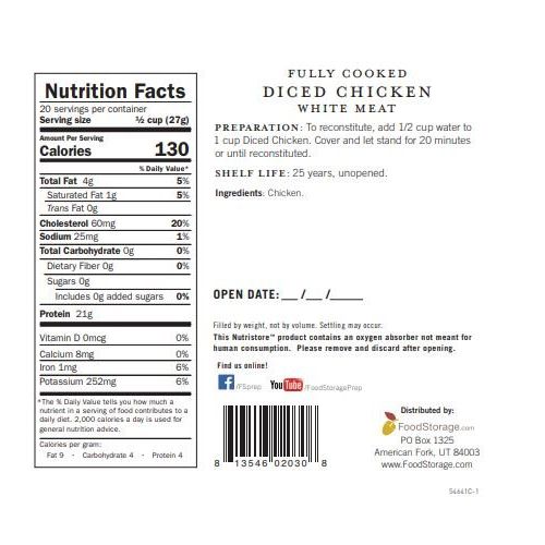  Nutristore Freeze Dried Chicken | Premium Quality | USDA Inspected | Amazing Taste | Perfect for Camping | Survival Food