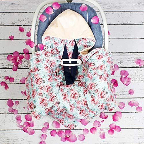  NuvaArt Flower Car Seat Blanket Infant Handmade Swaddle Travel Wrap Hooded Blanket