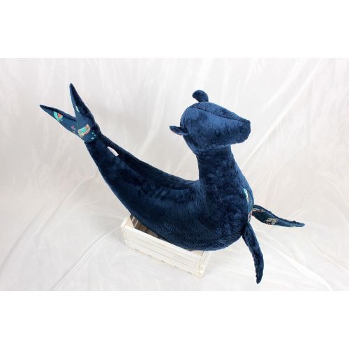  NuvaArt Seal Nursing Pillow, Handmade Breastfeeding Pillow, Support Pillow, Nursery Decor Playmate, Feathers Navy