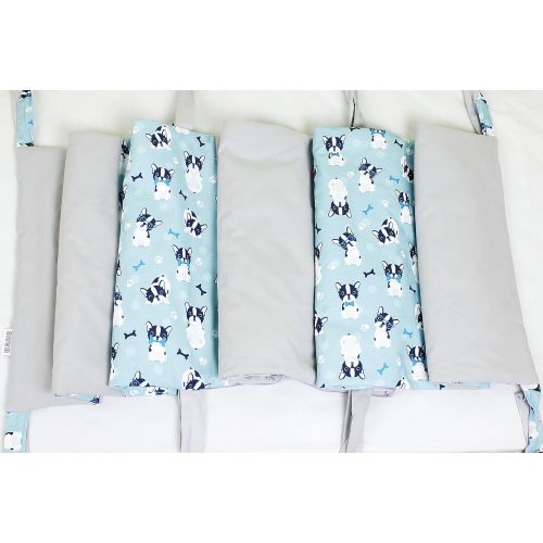  NuvaArt Minky Baby Bedding Set Crib France Bulldog, Baby Blanket and Flat Pillow, Blue | Nuva