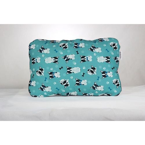  NuvaArt Minky Baby Bedding Set Crib France Bulldog, Baby Blanket and Flat Pillow, Blue | Nuva