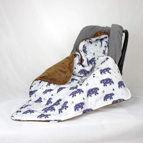 NuvaArt Bear Car Seat Blanket, Hooded Swaddle Travel Blanket for Boy, Size Newborn or Infant