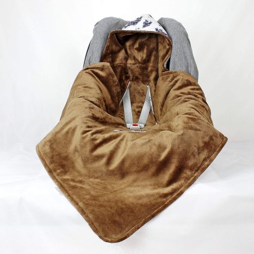  NuvaArt Bear Car Seat Blanket, Hooded Swaddle Travel Blanket for Boy, Size Newborn or Infant