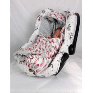 NuvaArt Baby Car Seat Blanket, Hooded Swaddle Travel Blanket, Custom Handmade Blanket