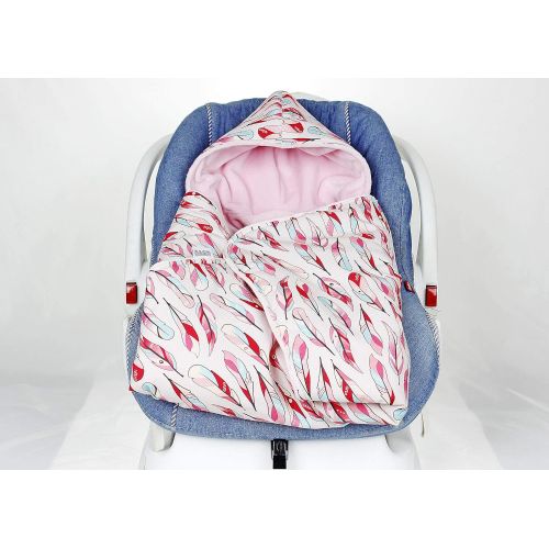  NuvaArt Baby Car Seat Blanket, Hooded Swaddle Travel Blanket, Custom Handmade Blanket