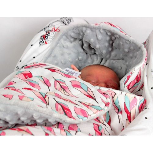  NuvaArt Baby Car Seat Blanket, Hooded Swaddle Travel Blanket, Custom Handmade Blanket