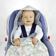 NuvaArt Deer Car Seat Blanket, Hooded Car Seat Blanket, Swaddle Travel Blanket