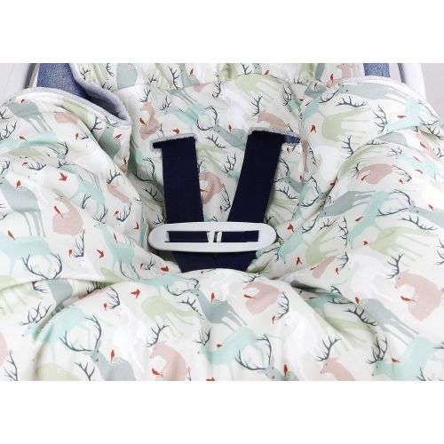  NuvaArt Deer Car Seat Blanket, Hooded Car Seat Blanket, Swaddle Travel Blanket